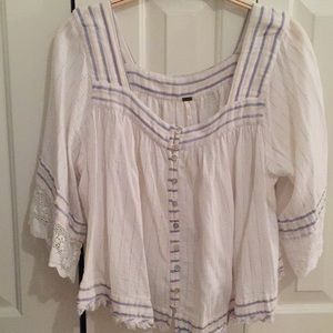 Free People NWOT blouse rainbow stripes & crochet